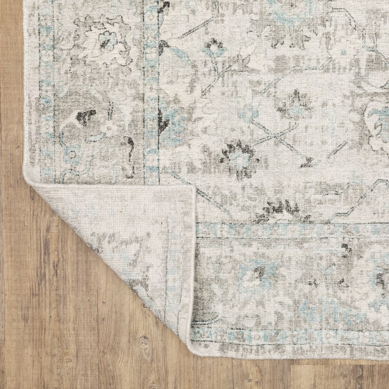 Style Haven Willett Oriental Ivory/ Teal Blue Area Rug
