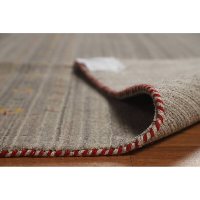 Hand Knotted Oriental 100% Wool Carpet Tribal Animal Pictorial Greys & Charcoal Gabbeh Area Rug - 9' 9'' X 7' 11''
