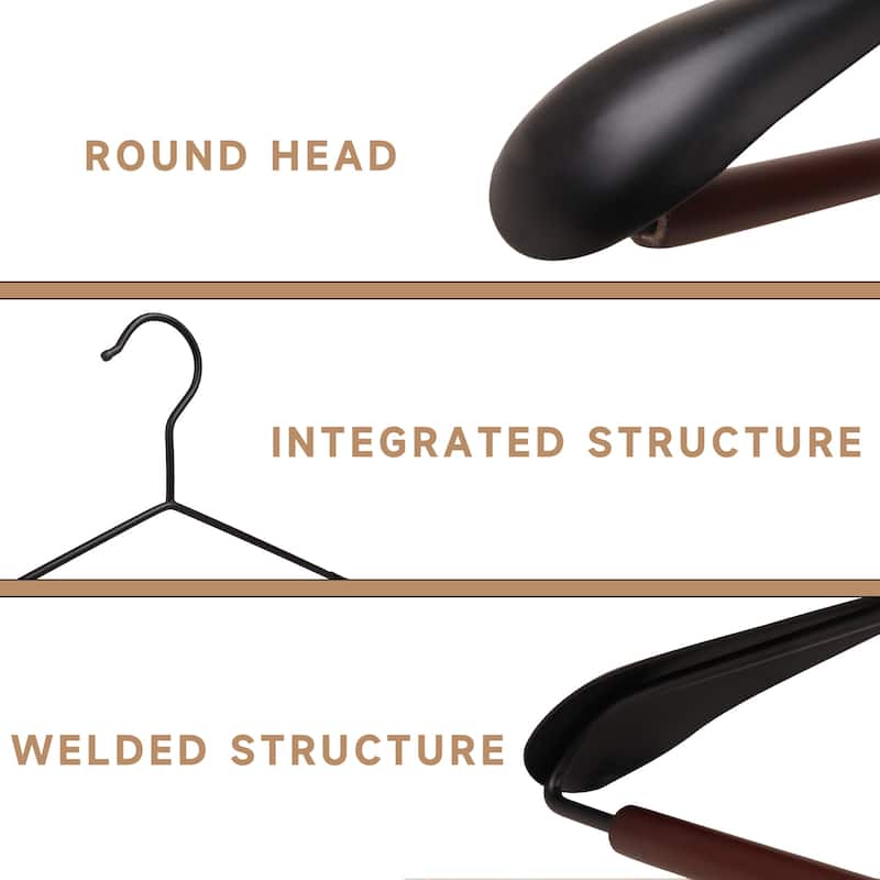 BP4U Heavy Duty Metal Wide Shoulder Suit Hangers, Welded Coat Hangers with Beech Wood Pants Bar for Clothes