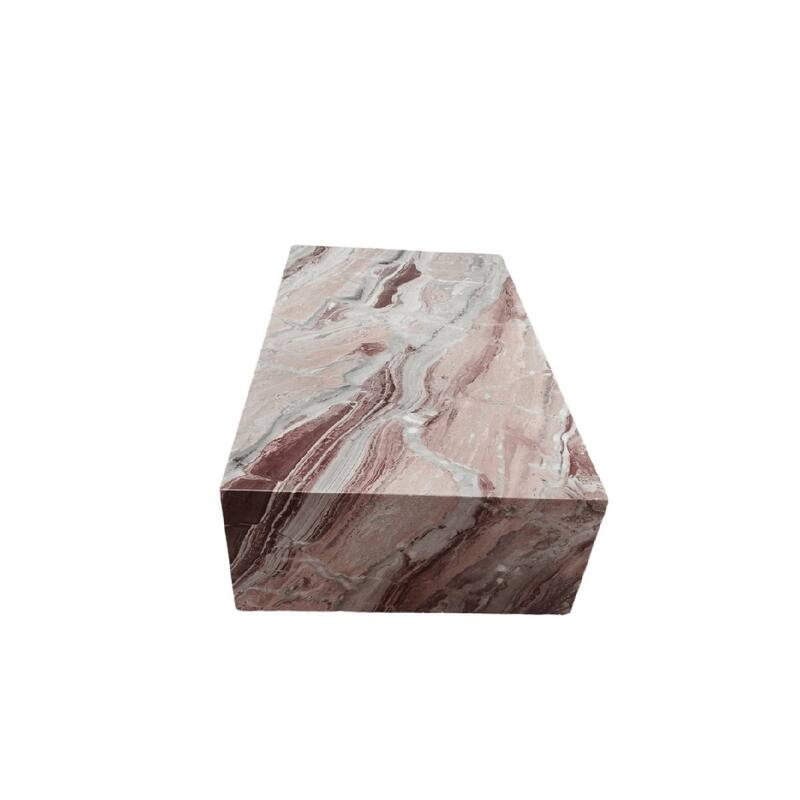 Genuine Marble Block Coffee Table - Rosso Orobico Marble