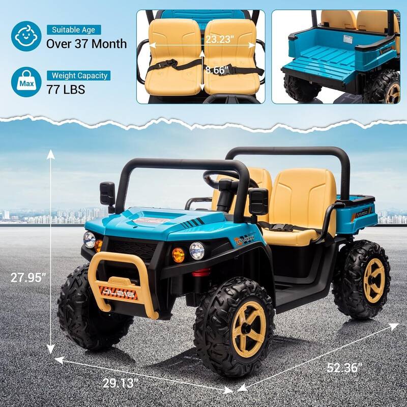 24V 2 Seater Ride On Dump Truck UTV Toy for Kids Best Gifts