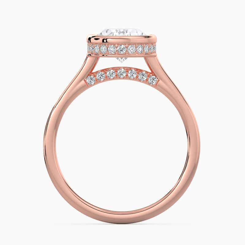 Auriya 14k Gold Lab Grown Oval Diamond Bezel Unique Hidden Halo Engagement Ring 1.00 to 5.00 ct. tw. (F-G, VS)