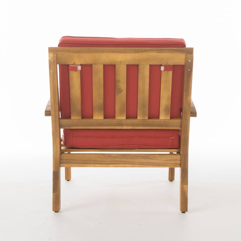 Roomfitters Outdoor Club Chair with Cushions, Durable Acacia Wood Frame and Weather-Resistant Seating