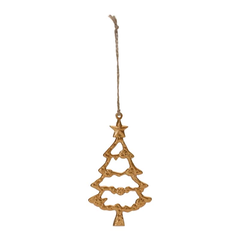 Tree Outline Christmas Ornaments - 6" - Gold - 12ct