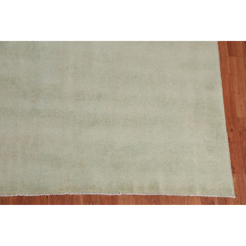 Hand Knotted Oriental 100% Wool Carpet Modern Solid Green Gabbeh Area Rug - 12' 7'' X 10' 1''