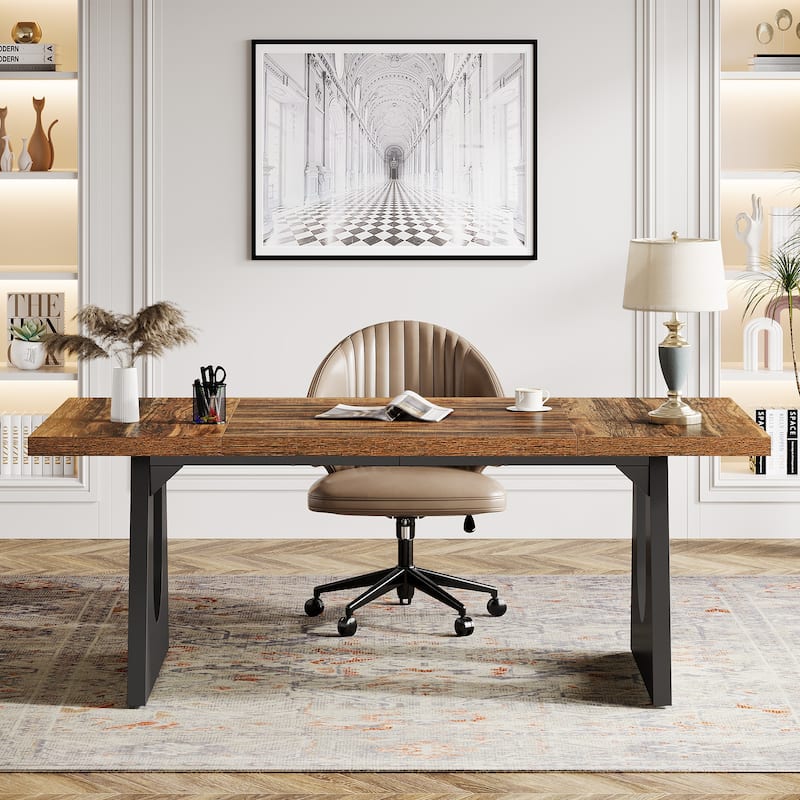 70.9 Inches Executive Desk Rectangular Computer Office Desk with Large Desktop