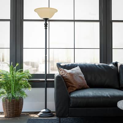 Avery Oil Rubbed Bronze with Marble Accents Torchiere