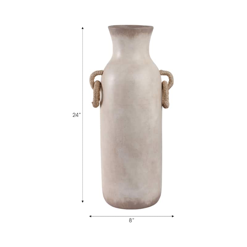 Pottery Jute Decorative Vase Rustic Wrapped Handles Clay Design