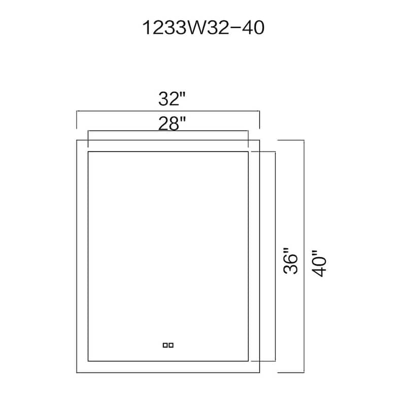 40" x 32" Abigail Matte White Rectangle LED Wall Mirror