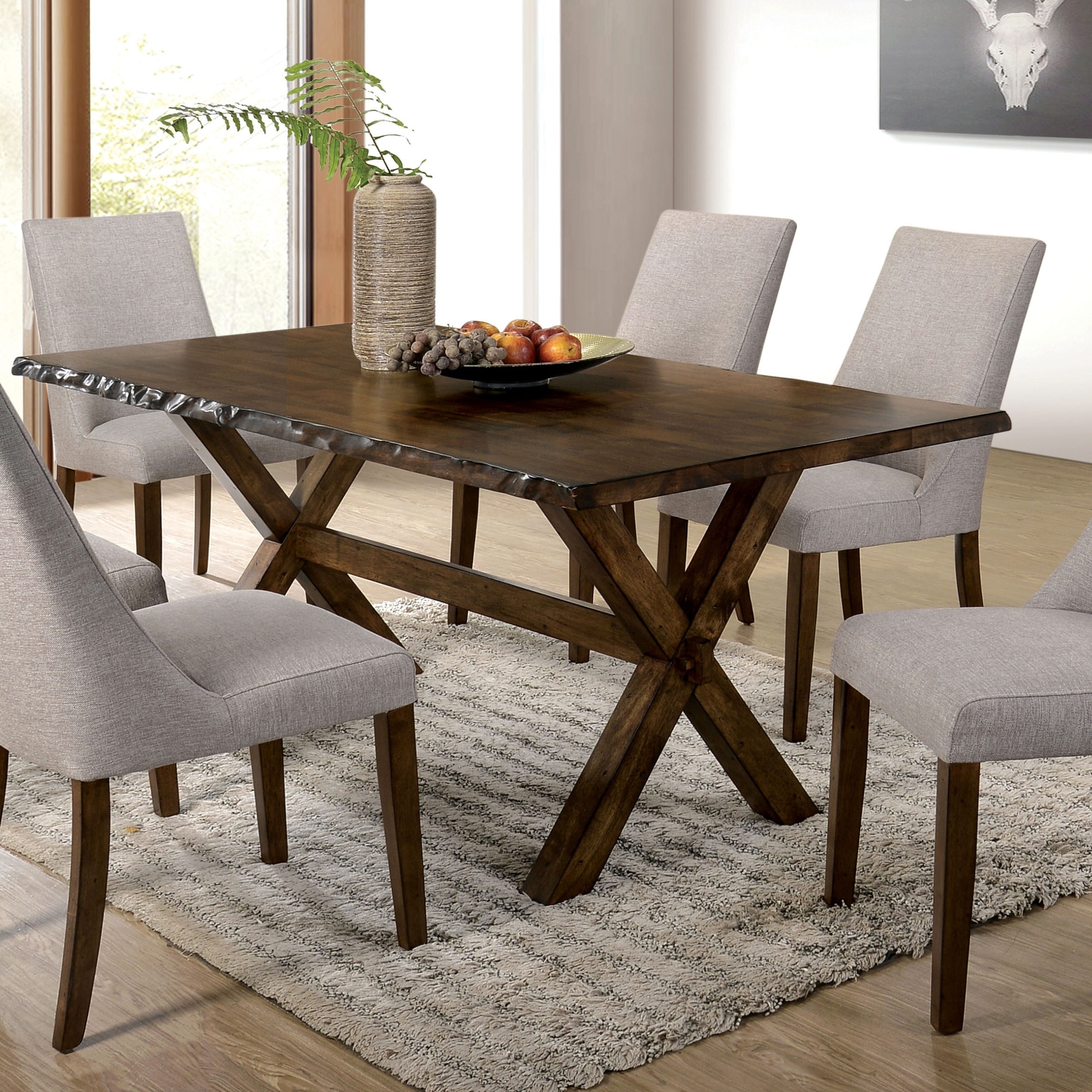 Furniture of America Trenton Rustic Walnut Live Edge 70-in Dining Table