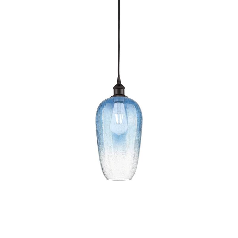 Innovations Lighting 616-1P-15-7 Brookhaven Flute Pendant Brookhaven - Oil Rubbed Bronze / Sapphire Blue