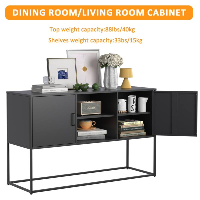 Modern Metal Sideboard Buffet with Plenty of Storage Space and Elegant Handles