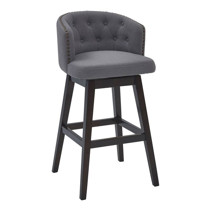 Celine Grey or Tan Upholstered Swivel Bar or Counter Stool