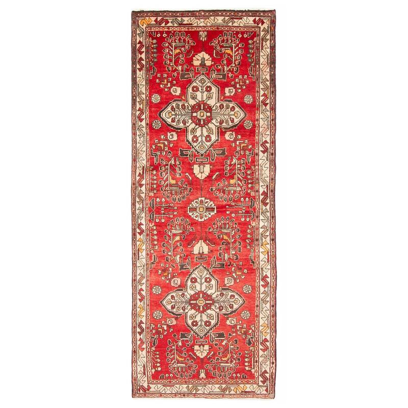 ECARPETGALLERY Hand-knotted Andelz Red Wool Rug - 3'7 x 9'7 - Red - 3'7 x 9'7