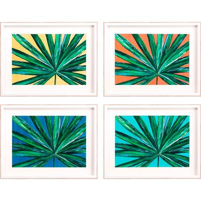 Tropical Palms S/4 Framed Art Exclusive Giclee from the J. Banks Collection - Under Glass - Multi-Color
