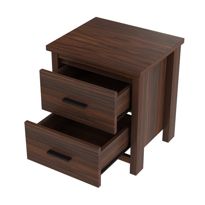 Roomfitters 4-Piece Bedroom Set, Wooden Queen Size Bed with Storage Headboard and Charging Station
