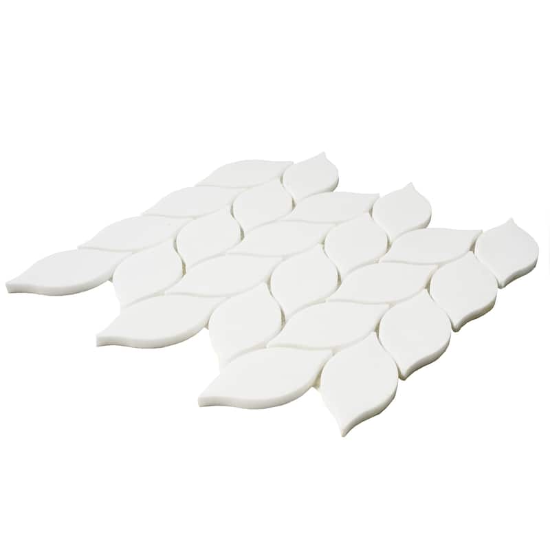 Thassos Marble Leaf Polished Mosaic Tile