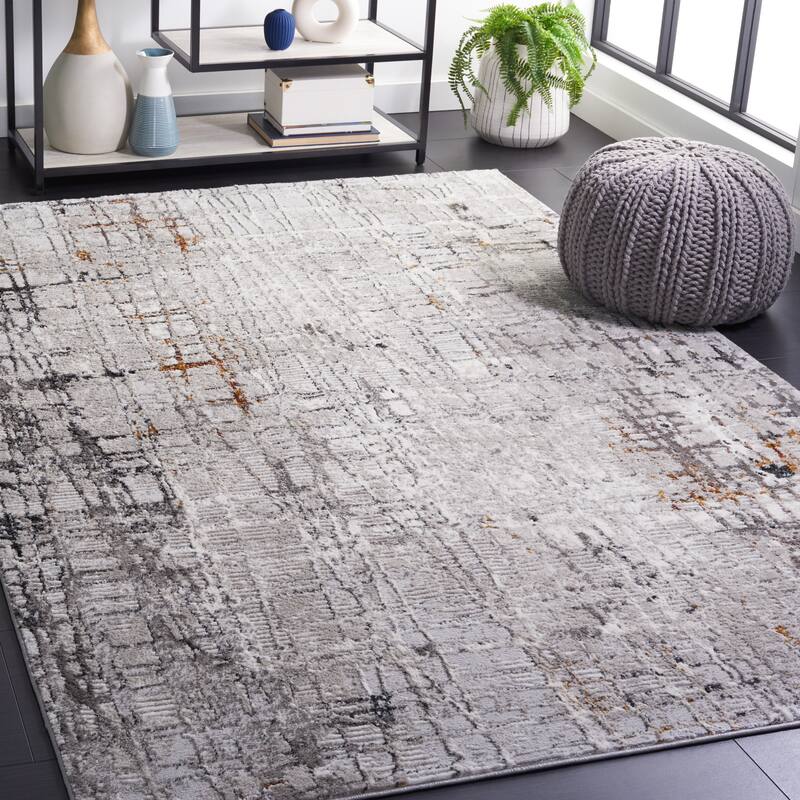SAFAVIEH Meadow Timmy Modern Abstract Rug - 4' x 6' - Light Grey/Dark Grey
