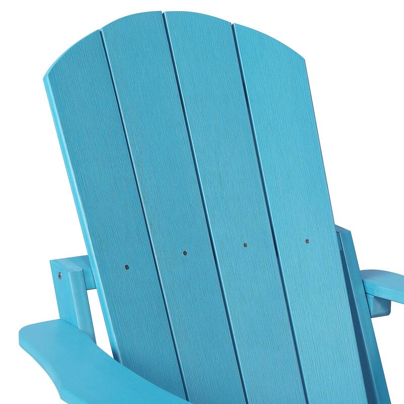Hurley Folding Poly Plastic Adirondack Chair with Pull-out Ottoman