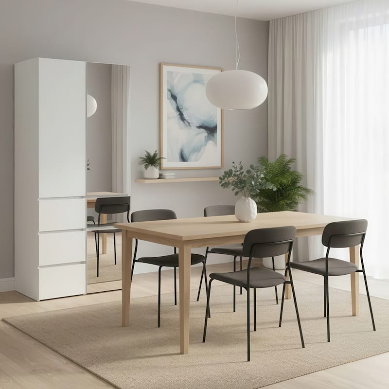 Elise Modular Wood Closet System with Mirror in White - 31.4"D x 17.72"W x 70.9"H