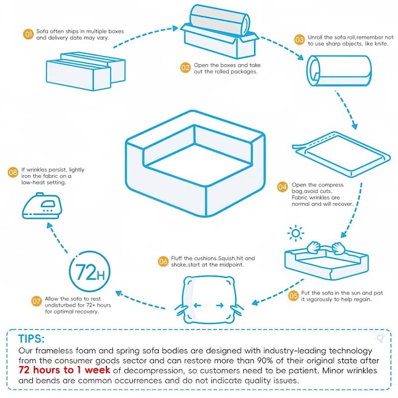 Multi-Functional Convertible Folding Sofa Bed with Memory Foam and Back Support