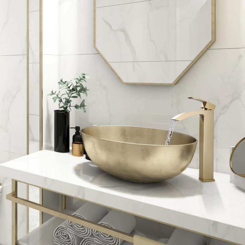 Rbrohant Single Handle Bathroom Vessel Sink Faucet, Waterfall Single Hole Basin Faucets