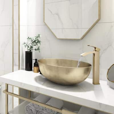 Rbrohant Single Handle Single Hole Bathroom Vessel Sink Faucet in Brushed Gold