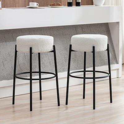 Mixoy 30"Counter Height Modern Backless Upholstered Kitchen Counter Bar Stools with Metal Base