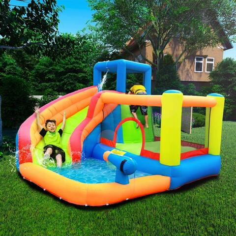 FAMAPY 10-Feet Inflatable Castle Jump Bounce House w/ Water Slide - 10FT