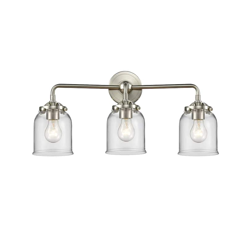 Innovations Lighting Small Bell 3 Light 23" Wide Bathroom Vanity Light - Brushed Satin Nickel / Clear