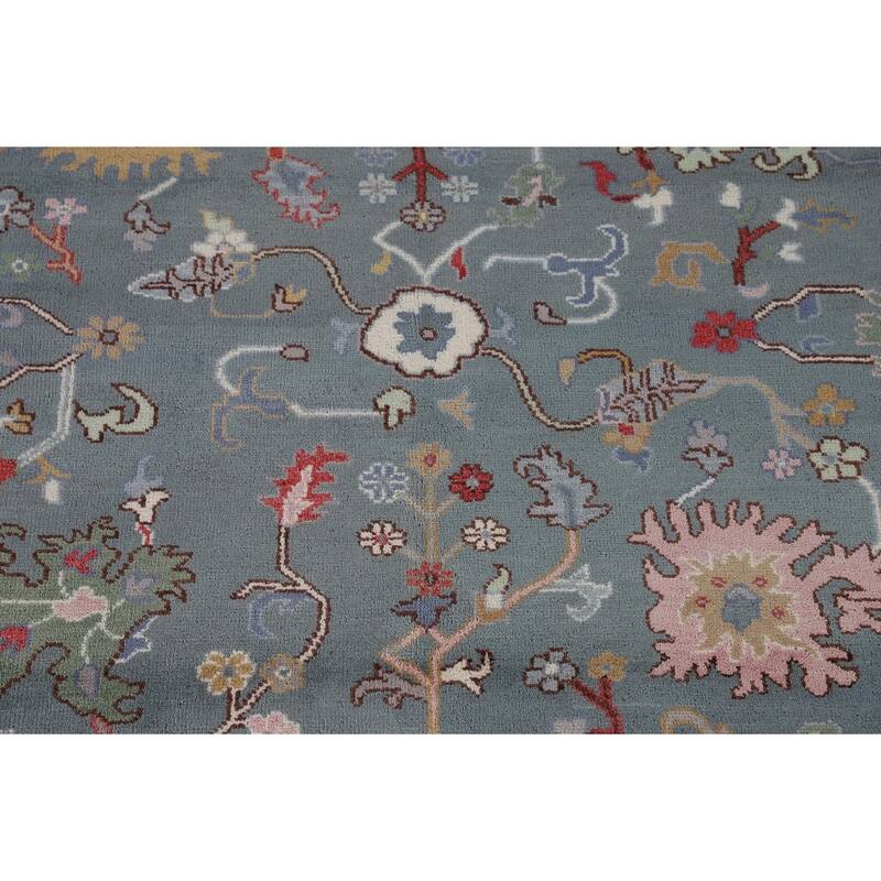 All-Over Floral Oushak Oriental Area Rug Handmade Wool Carpet - 8'10"x 11'11"
