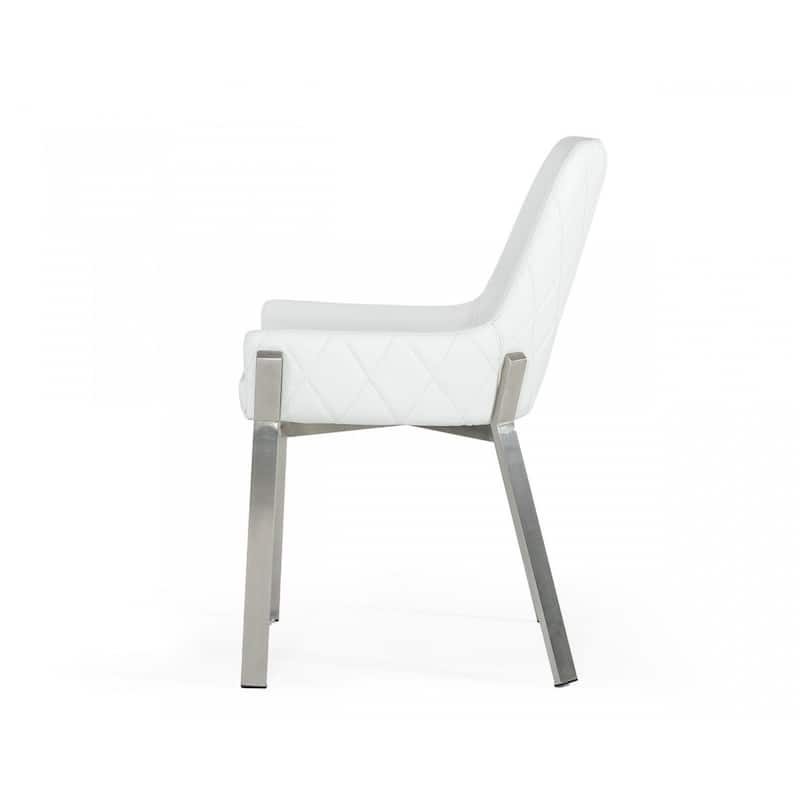 White Brushed Stainless Steel Dining Chair