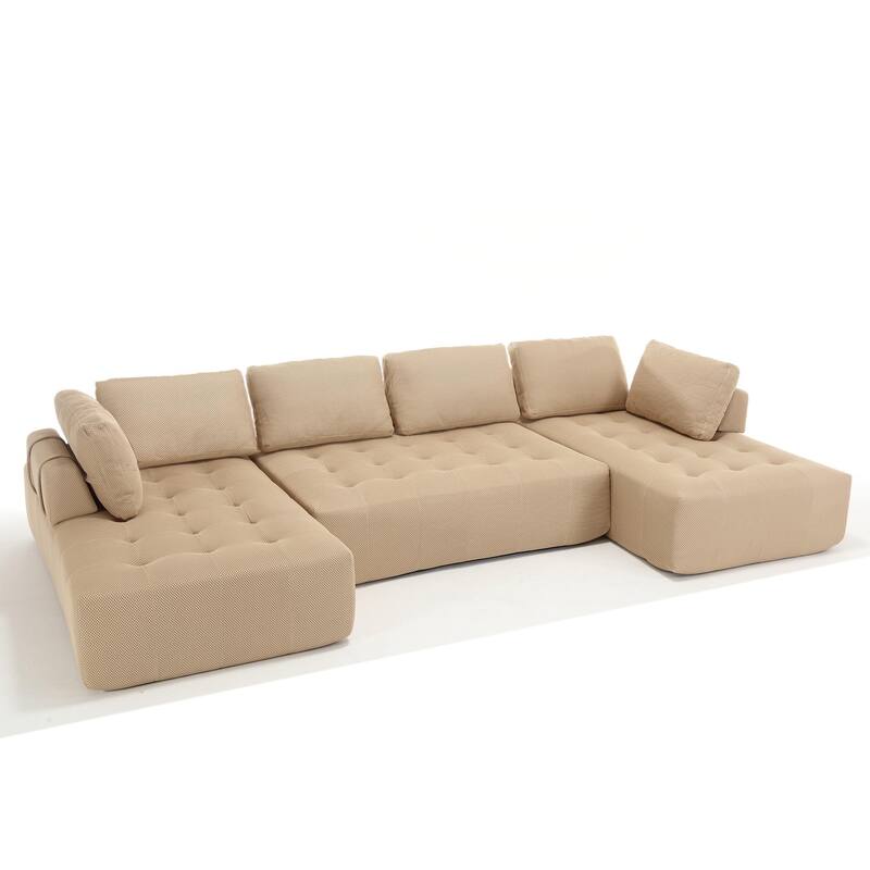 Comfortable U-Shaped Sectional Sofa with High-Resilience Foam & No Assembly Hassle - 6 Seat Couch