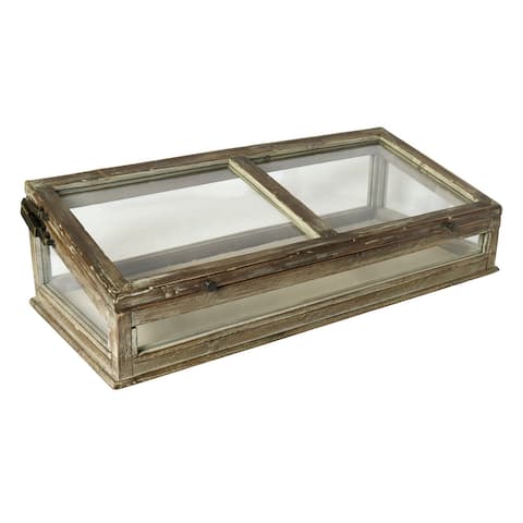 Wooden and Glass Display Case, Brown and Clear