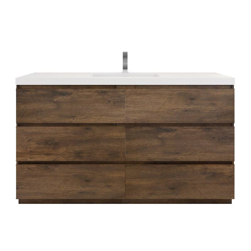 Aron 60'' Freestanding Vanity with Single Reinforced Acrylic Sink - 60'' Width - Rose Wood