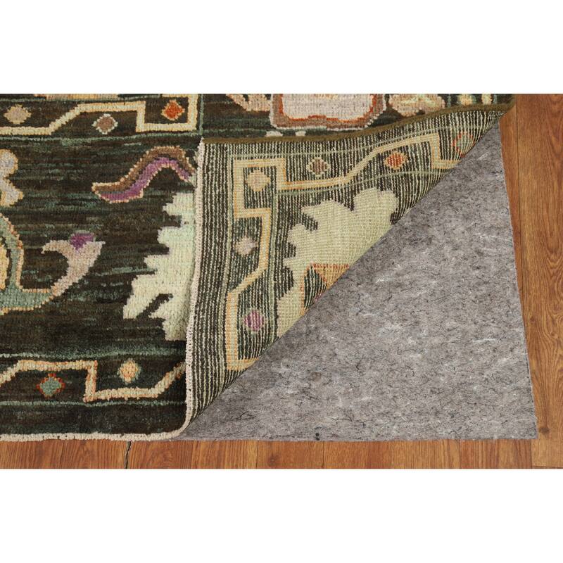 Hand Knotted Oriental 100% Wool Carpet Transitional All-Over Brown Oushak Area Rug - 9' 9'' X 8' 1''