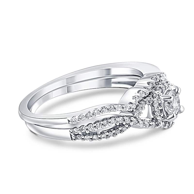 3/4CT Diamond Halo Infinity Engagement Wedding Ring Set White Gold Lab Grown