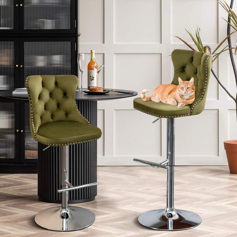 Swivel Foam Barstools Adjusatble Seat Set of 4