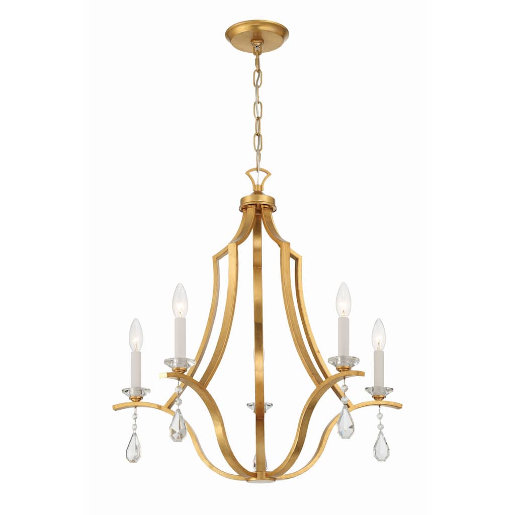Perry 5 Light Antique Gold Chandelier - 25.5"W x 27"H x 25.5"D