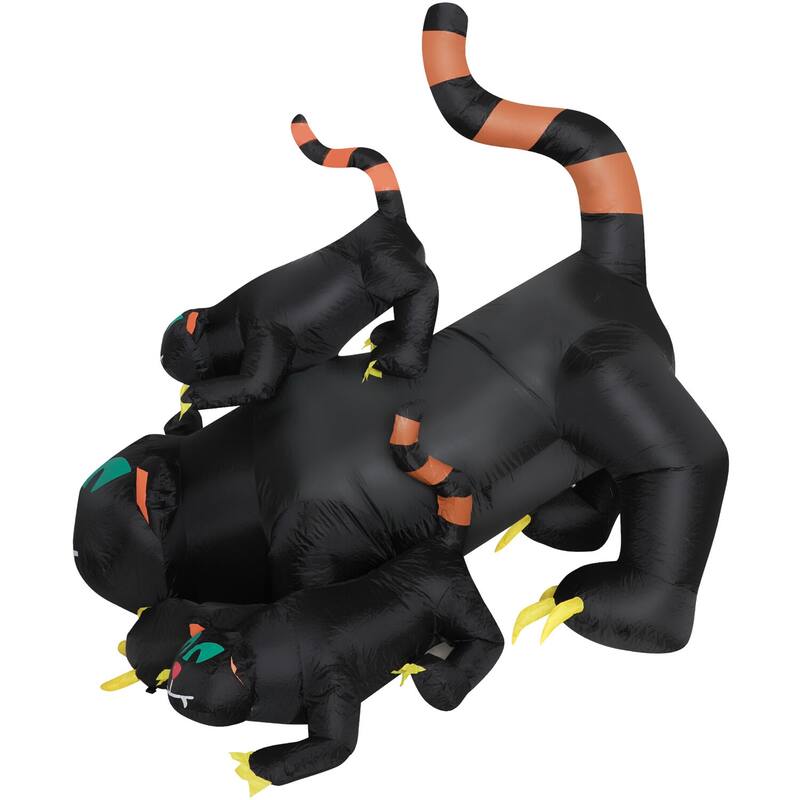 Haunted Hill Farm 5-ft. Prelit Inflatable Black Cat Trio