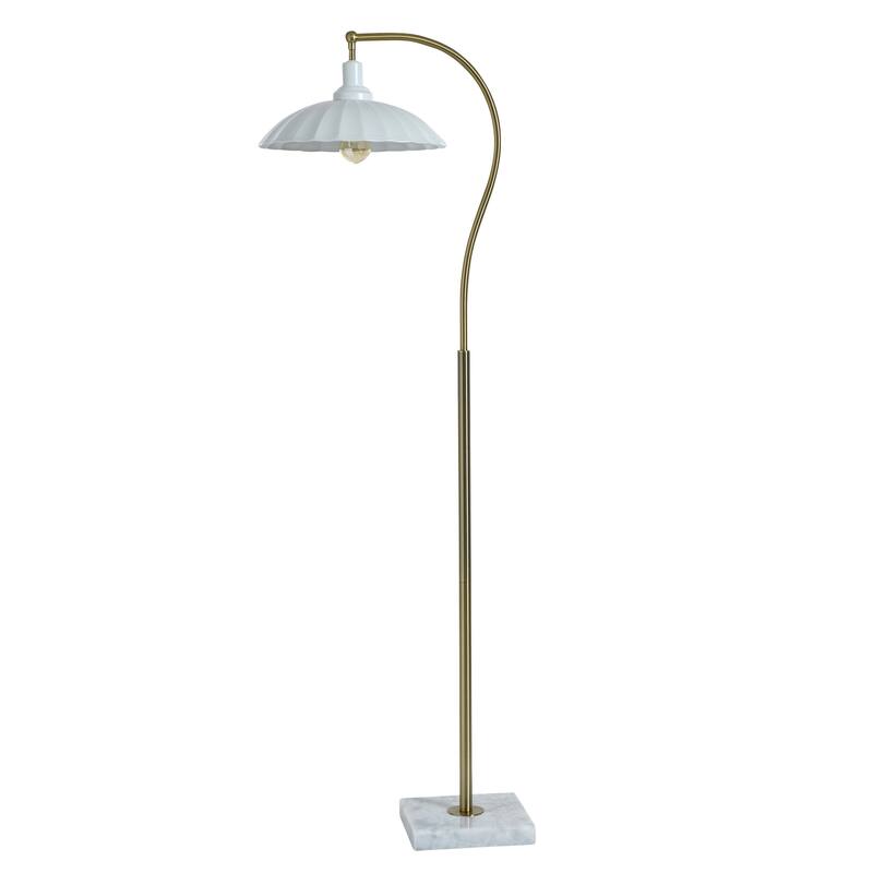 Tamara Day for Stylecraft Penelope Floor Lamp - White Marble & Polished Brass - Glossy