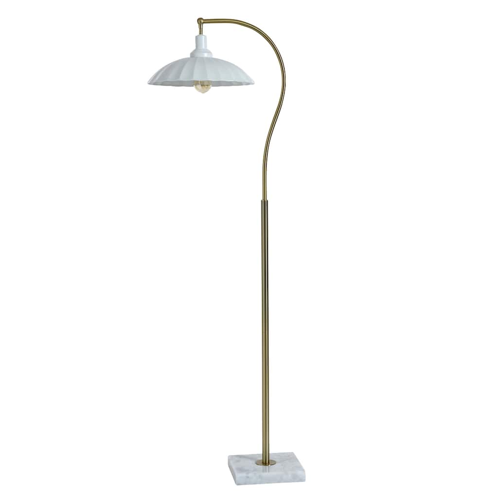 Tamara Day for Stylecraft Penelope Floor Lamp - White Marble & Polished Brass - Glossy