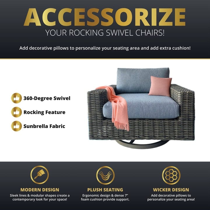 Kinger Home Larry 1-Piece Wicker Patio Swivel Chair
