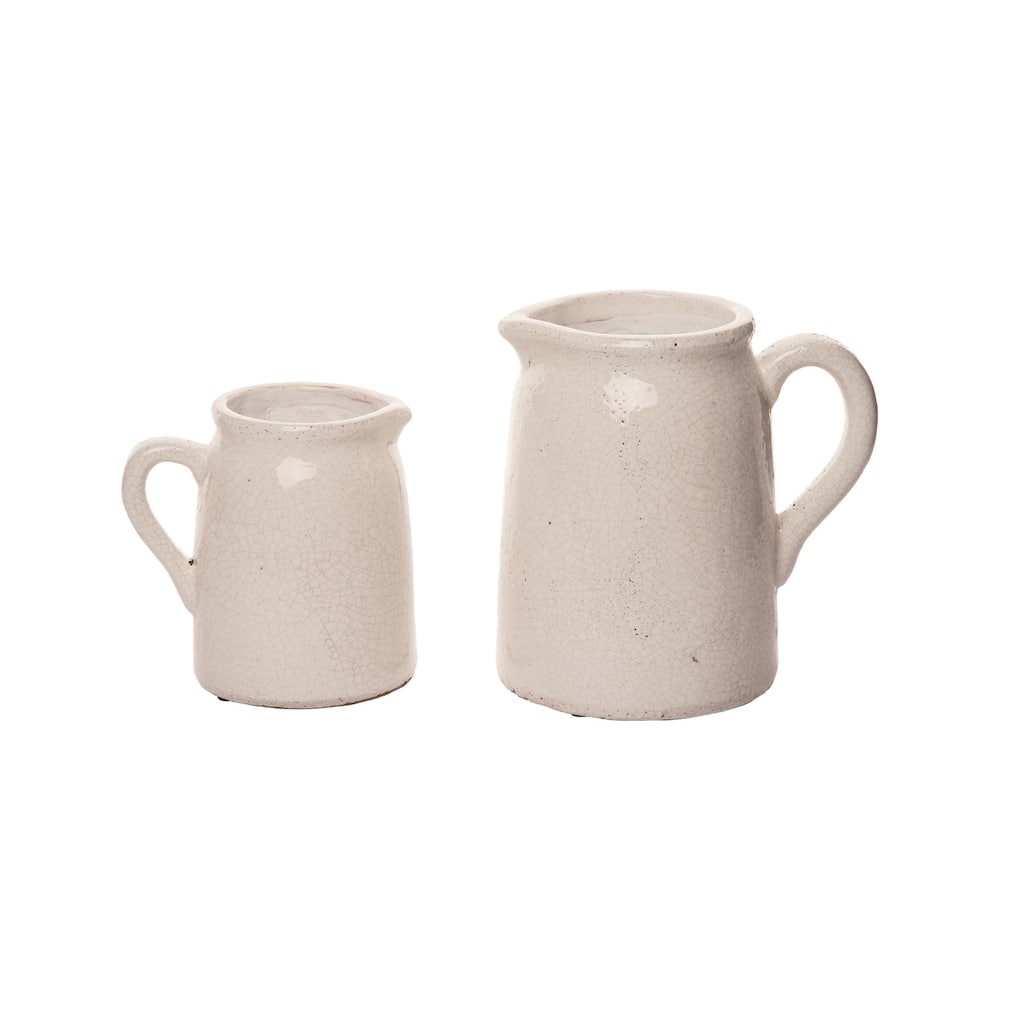 Transpac Ceramic White Everyday Ivory Jar Set of 2
