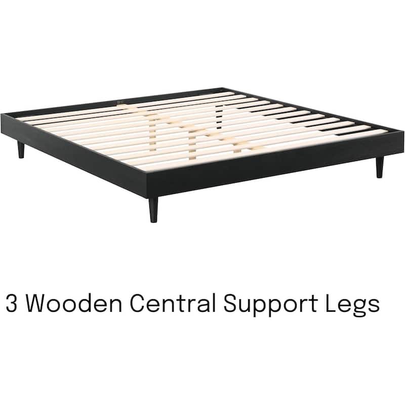Modern Wooden Platform Bed Frame with Floating Design
