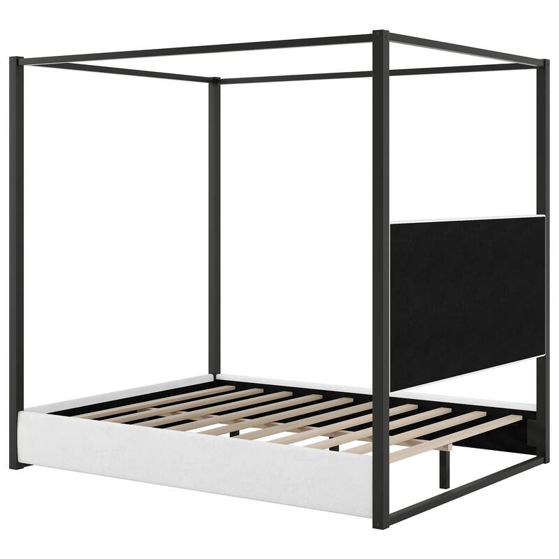 Upholstered Canopy Platform Bed with Velvet Headboard & Metal Frame by Harper&Bright Designs