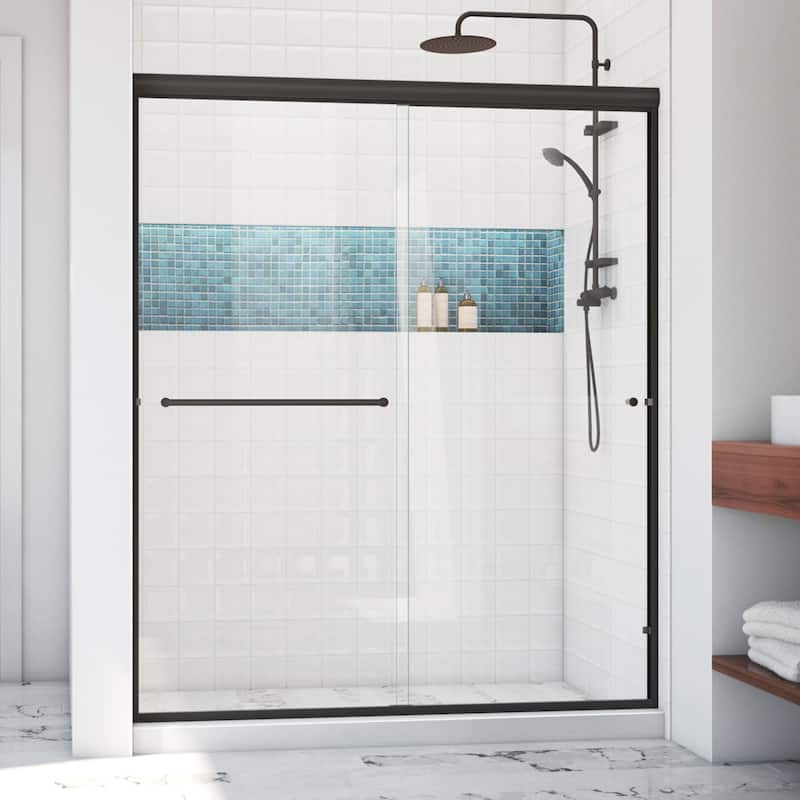 DreamLine Alliance Pro LT 56-60 in. W x 70 3/8 in. H Semi-Frameless Bypass Sliding Shower Door Oil Rubbed Bronze & Clear Glass
