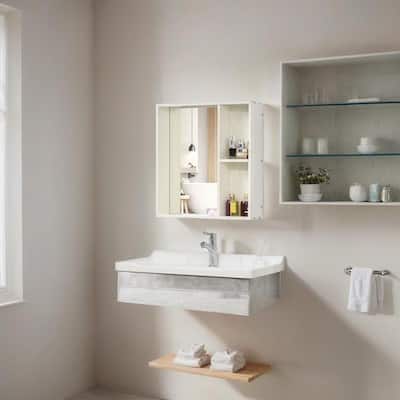 Wall-Mounted Bathroom Medicine Cabinet with Mirror and Storage Shelf