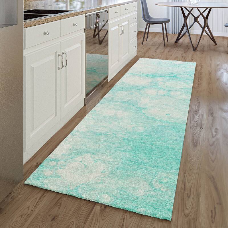 Premium Washable Super Soft Abstract Motion Mayfield Rug - Aqua - 2' 3" x 7' 6" - Runner