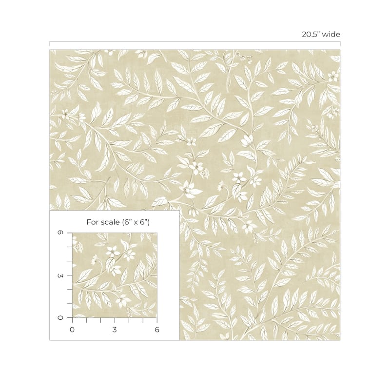 Daisy Bennett Designs Vining Leaf Trail Premium Matte Non-Woven Peel and Stick Wallpaper